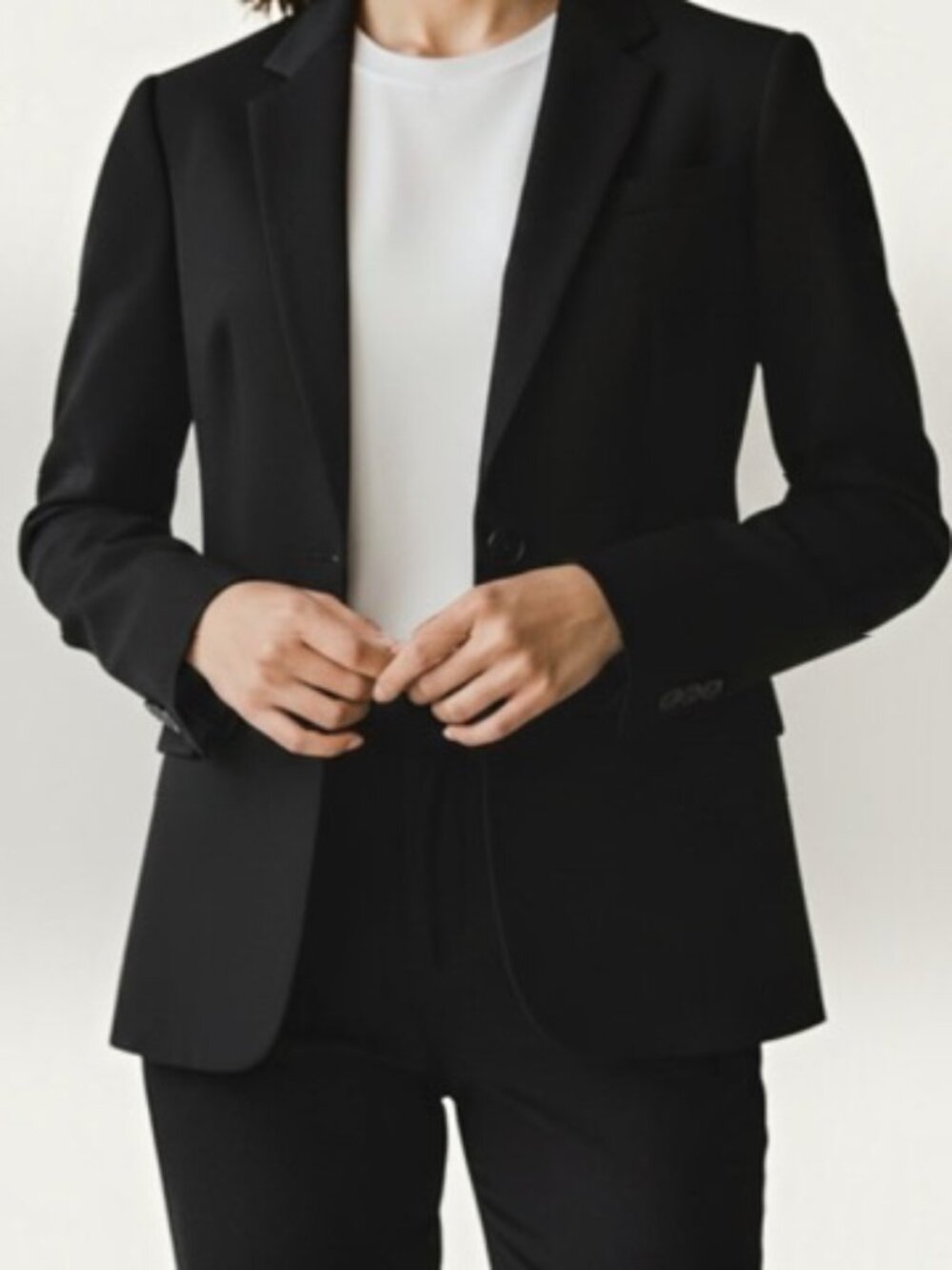 Ann Taylor Petite Notched Two Button Jersey Knit Blazer Black 6P